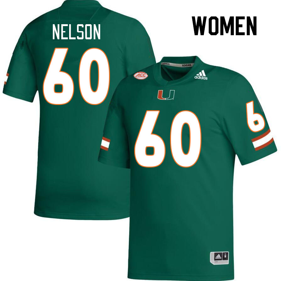 Women #60 Zion Nelson Miami Hurricanes College Football Jerseys Stitched-Green